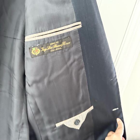 Joseph Abboud Loro Piana Wool Navy Blue Two Button Men Sports Jacket Blazer 42L - Picture 8 of 12